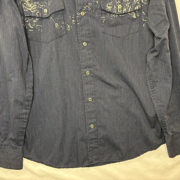 MK Machine Size L Pearl Snap Shirt Y2K Vintage Graphic Grunge Rock Western - Picture 11 of 11